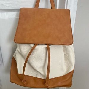 Sole Society Cream/Camel Vegan Leather Backpack